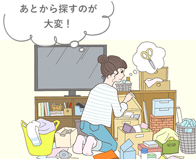 片付け簡単、探すの大変!